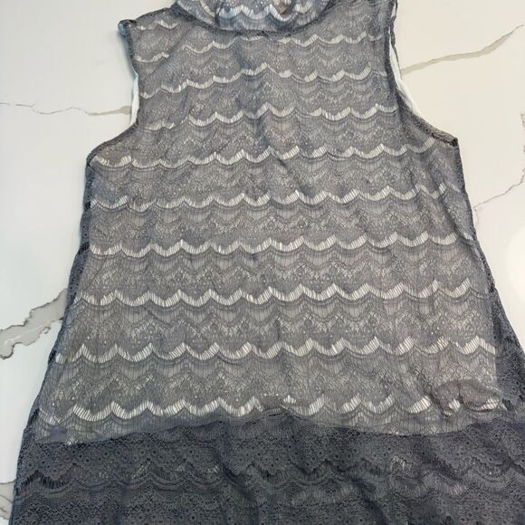 Gray Lace Sleeveless Top - Picture 1 of 6